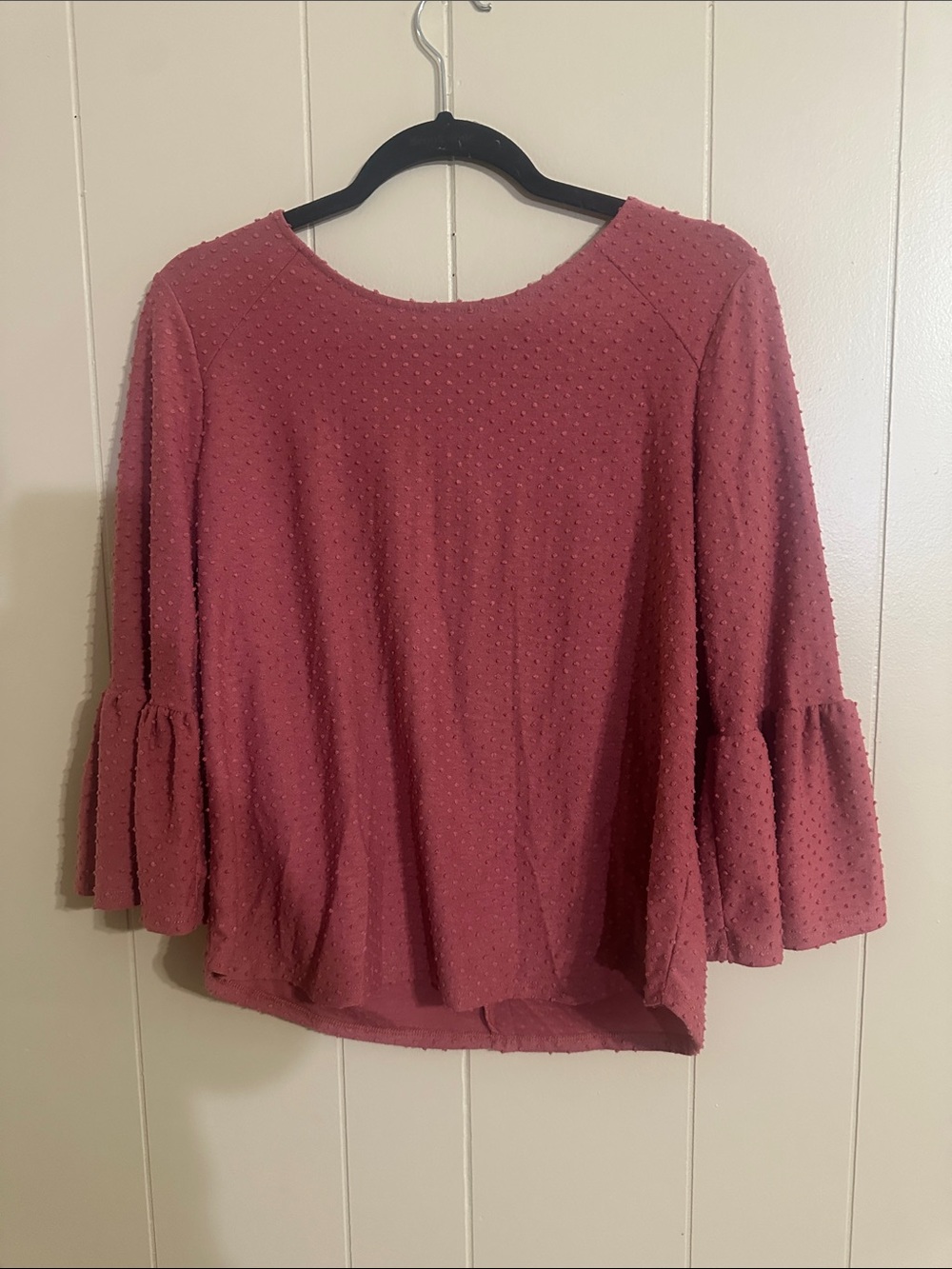 W5 Dusty Rose Textured Bell-Sleeve Blouse